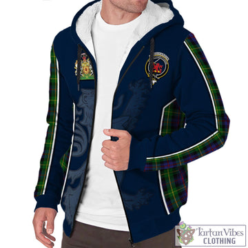 Farquharson Tartan Sherpa Hoodie with Family Crest and Lion Rampant Vibes Sport Style