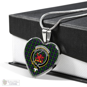 Farquharson Tartan Heart Necklace with Family Crest