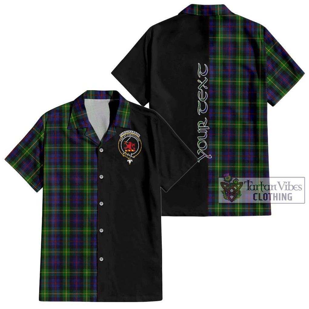 Farquharson Tartan Short Sleeve Button Shirt with Family Crest and Half Of Me Style Kid - Tartanvibesclothing Shop