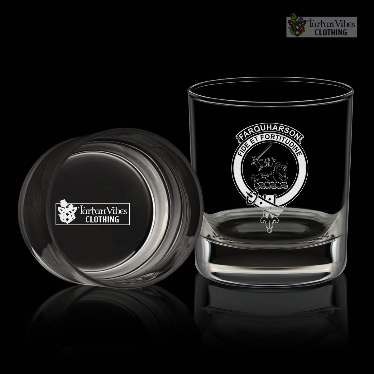 Farquharson Clan Crest Engraved Whiskey Glass One Size Engraved Glass - 2D-tartanvibesclothing