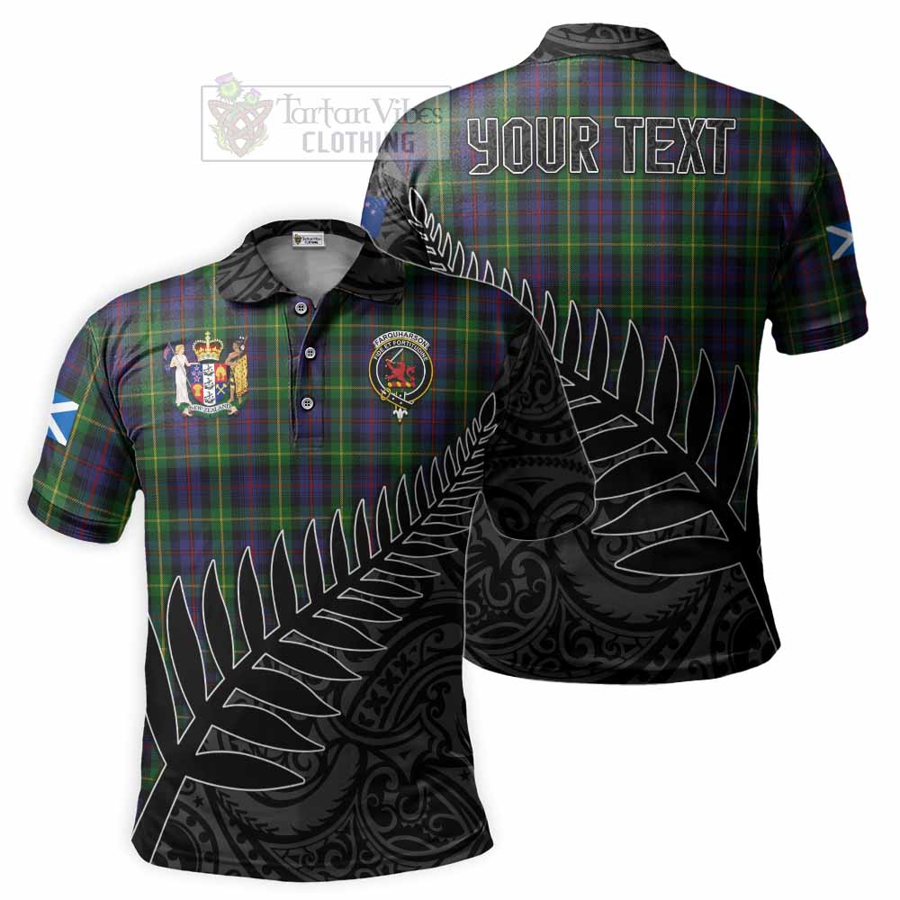 Tartan Vibes Clothing Farquharson Crest Tartan Polo Shirt with New Zealand Silver Fern Half Style