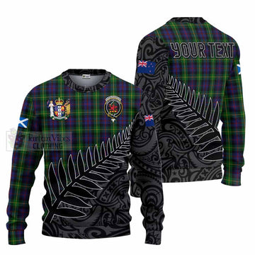 Farquharson Crest Tartan Knitted Sweater with New Zealand Silver Fern Half Style