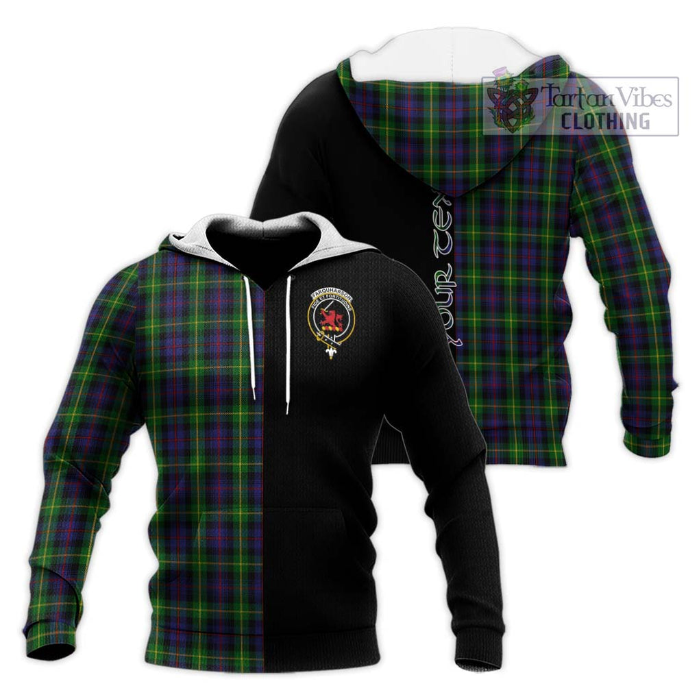 Farquharson Tartan Knitted Hoodie with Family Crest and Half Of Me Style Unisex Knitted Pullover Hoodie - Tartanvibesclothing Shop