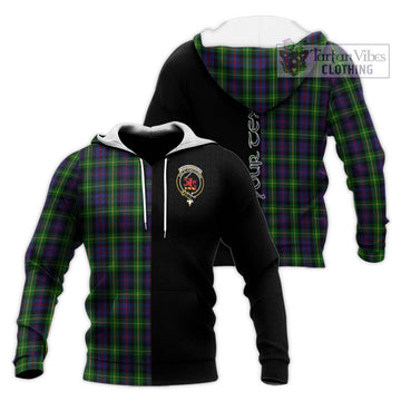 Farquharson Tartan Knitted Hoodie with Family Crest and Half Of Me Style