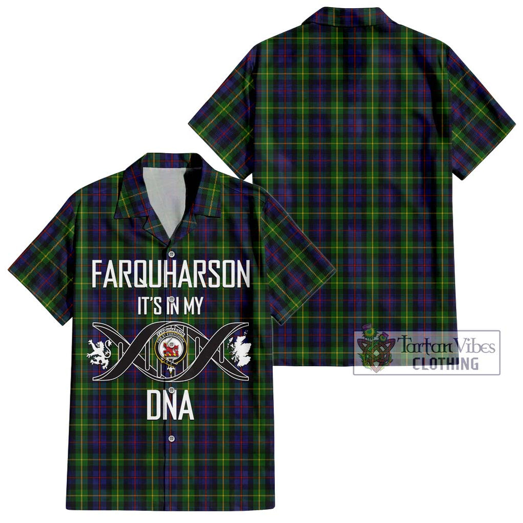 Farquharson Tartan Short Sleeve Button Shirt with Family Crest DNA In Me Style Kid - Tartanvibesclothing Shop