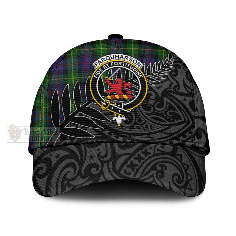 Tartan Vibes Clothing Farquharson Tartan Classic Cap with New Zealand Silver Fern Half Style