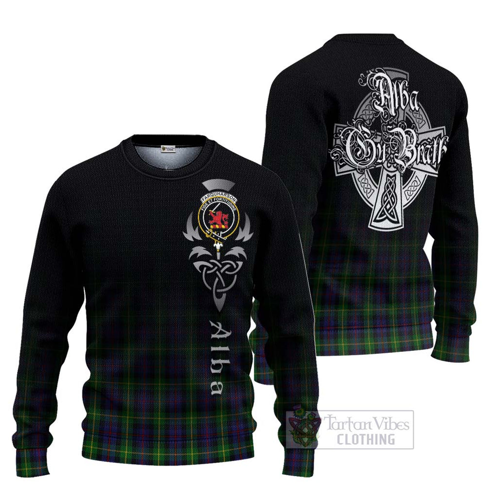 Farquharson Tartan Ugly Sweater Featuring Alba Gu Brath Family Crest Celtic Inspired Unisex - Tartan Vibes Clothing