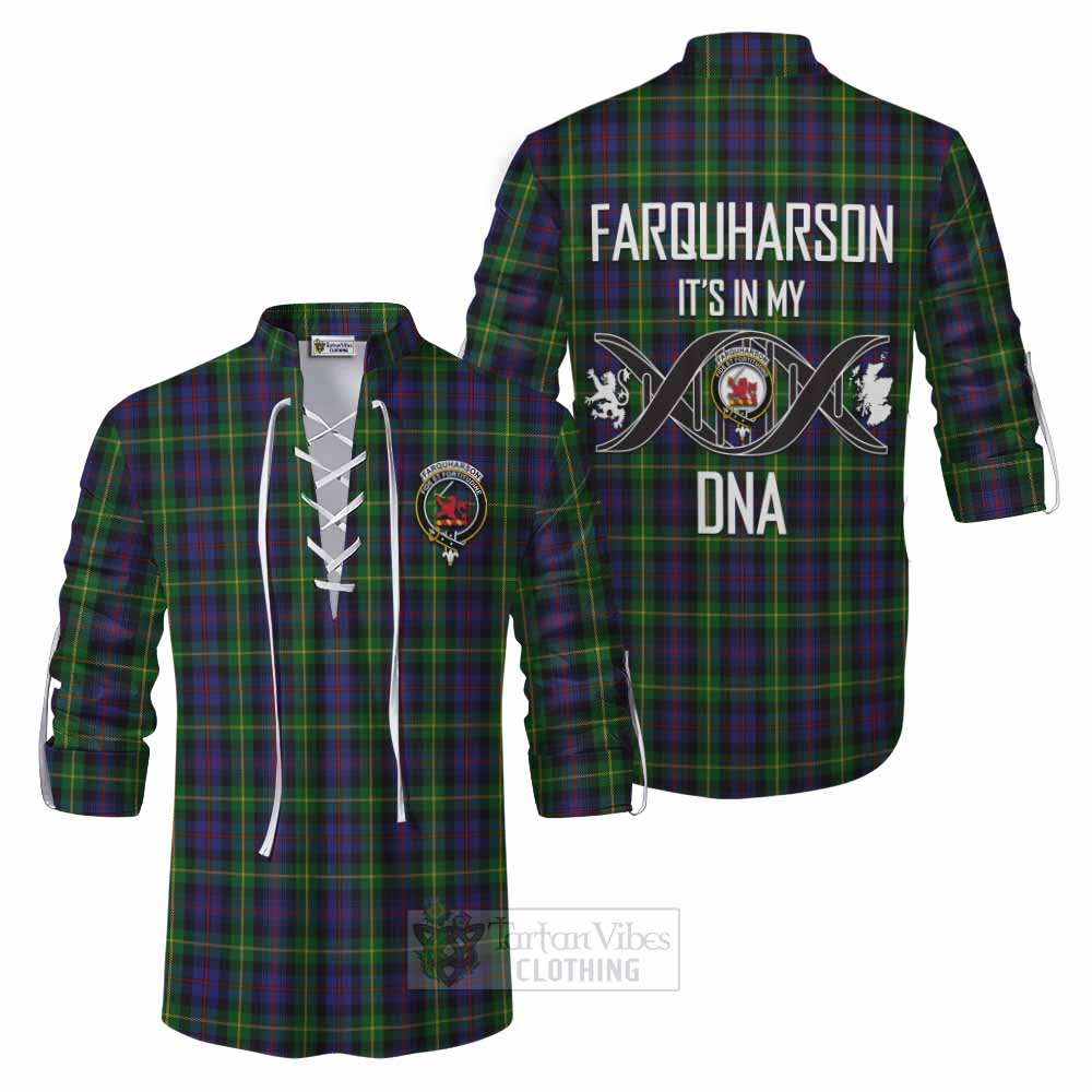 Tartan Vibes Clothing Farquharson Tartan Ghillie Kilt Shirt with Family Crest DNA In Me Style