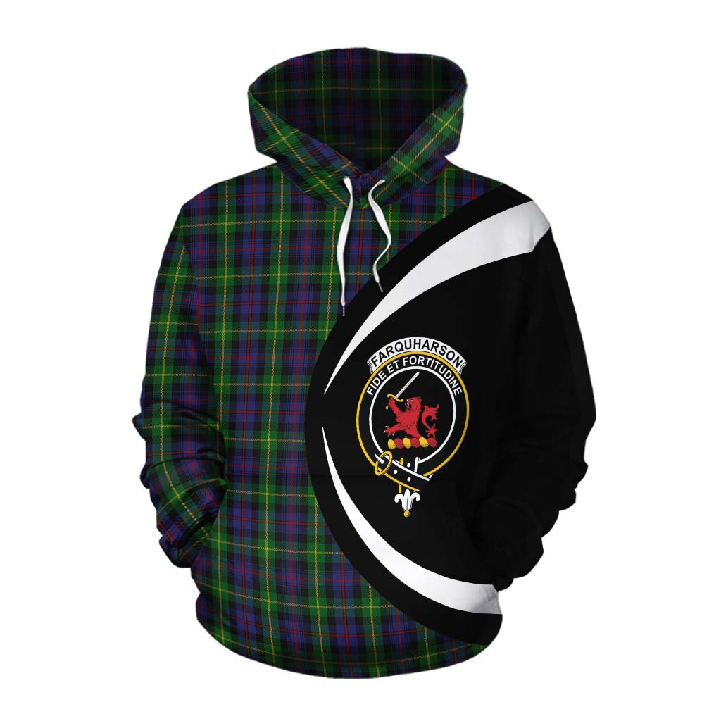 Tartan Vibes Clothing Farquharson Tartan Cotton Hoodie with Family Crest Circle Style