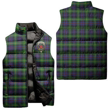 Farquharson Tartan Sleeveless Puffer Jacket with Family Crest