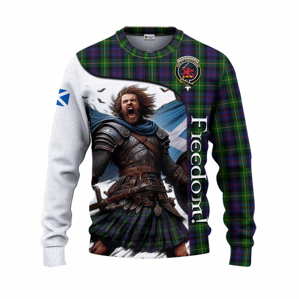 Tartan Vibes Clothing Farquharson Crest Tartan Knitted Sweater Inspired by the Freedom of Scottish Warrior