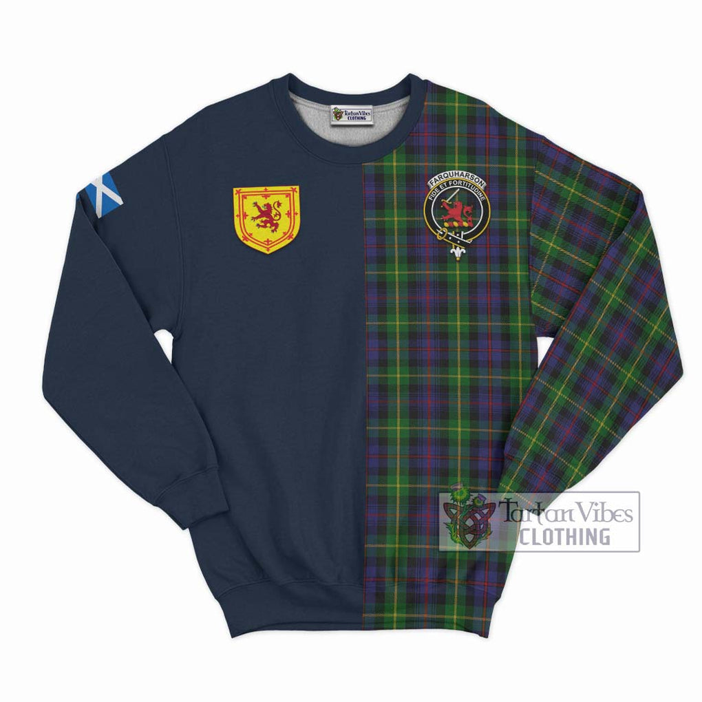 Tartan Vibes Clothing Farquharson Tartan Sweatshirt with Scottish Lion Royal Arm Half Style