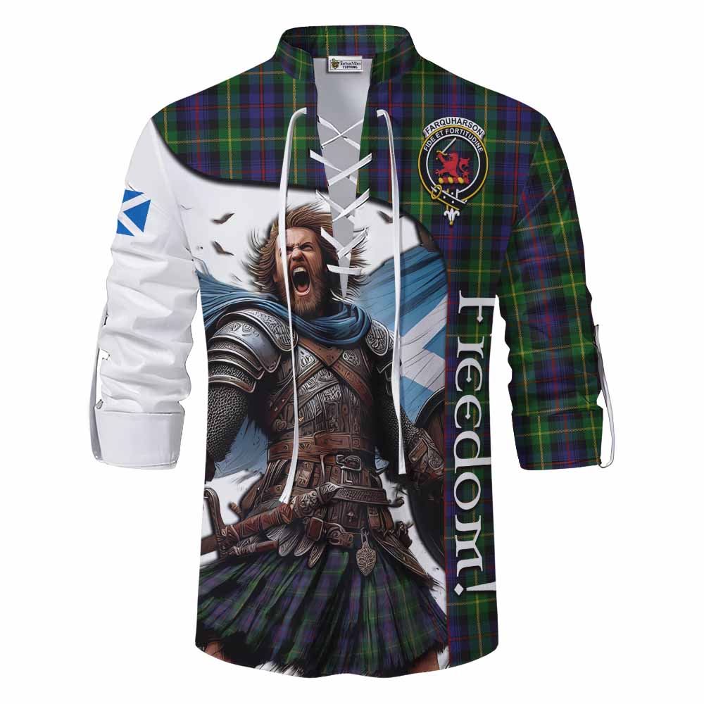 Tartan Vibes Clothing Farquharson Crest Tartan Ghillie Kilt Shirt Inspired by the Freedom of Scottish Warrior