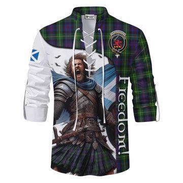 Farquharson Crest Tartan Ghillie Kilt Shirt Inspired by the Freedom of Scottish Warrior