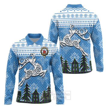 Farquharson Clan Christmas Long Sleeve Polo Shirt Celtic Reindeer Style