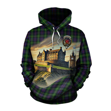 Farquharson Tartan Family Crest Cotton Hoodie with Scottish Ancient Castle Style Pullover Hoodie XS - Tartan Vibes Clothing