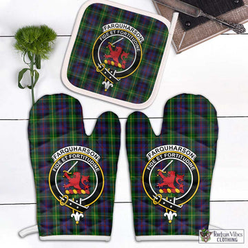 Farquharson Tartan Combo Oven Mitt & Pot-Holder with Family Crest White - Tartan Vibes Clothing