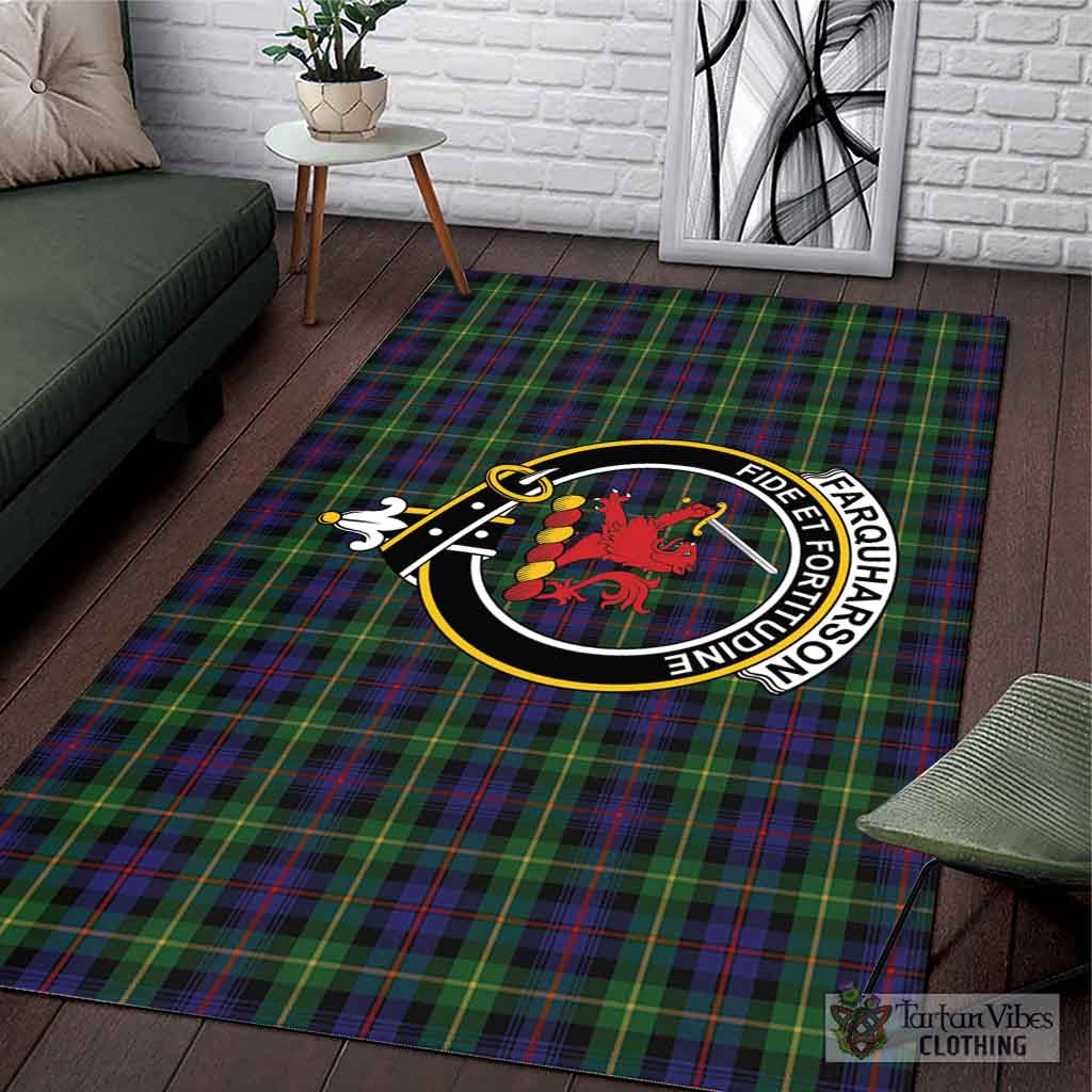 Tartan Vibes Clothing Farquharson Tartan Area Rug with Family Crest