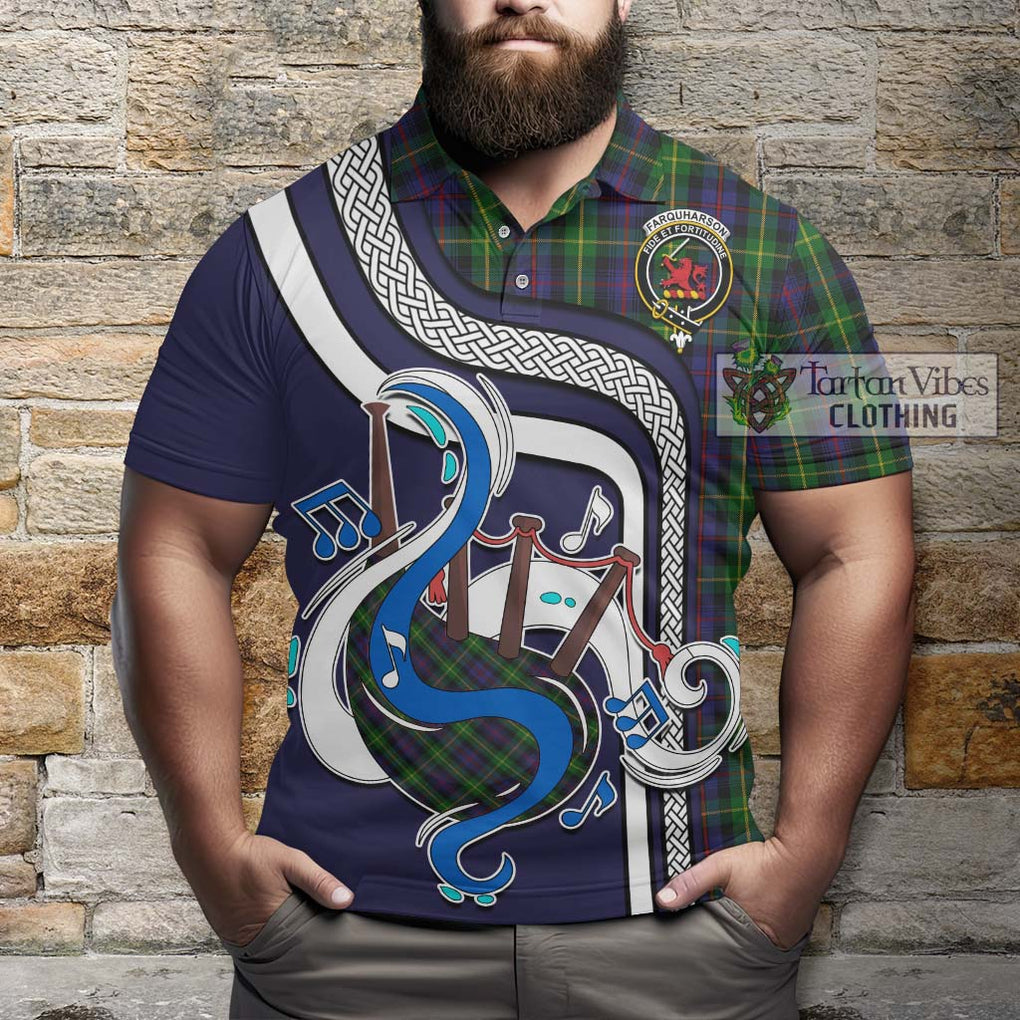 Tartan Vibes Clothing Farquharson Tartan Polo Shirt with Epic Bagpipe Style