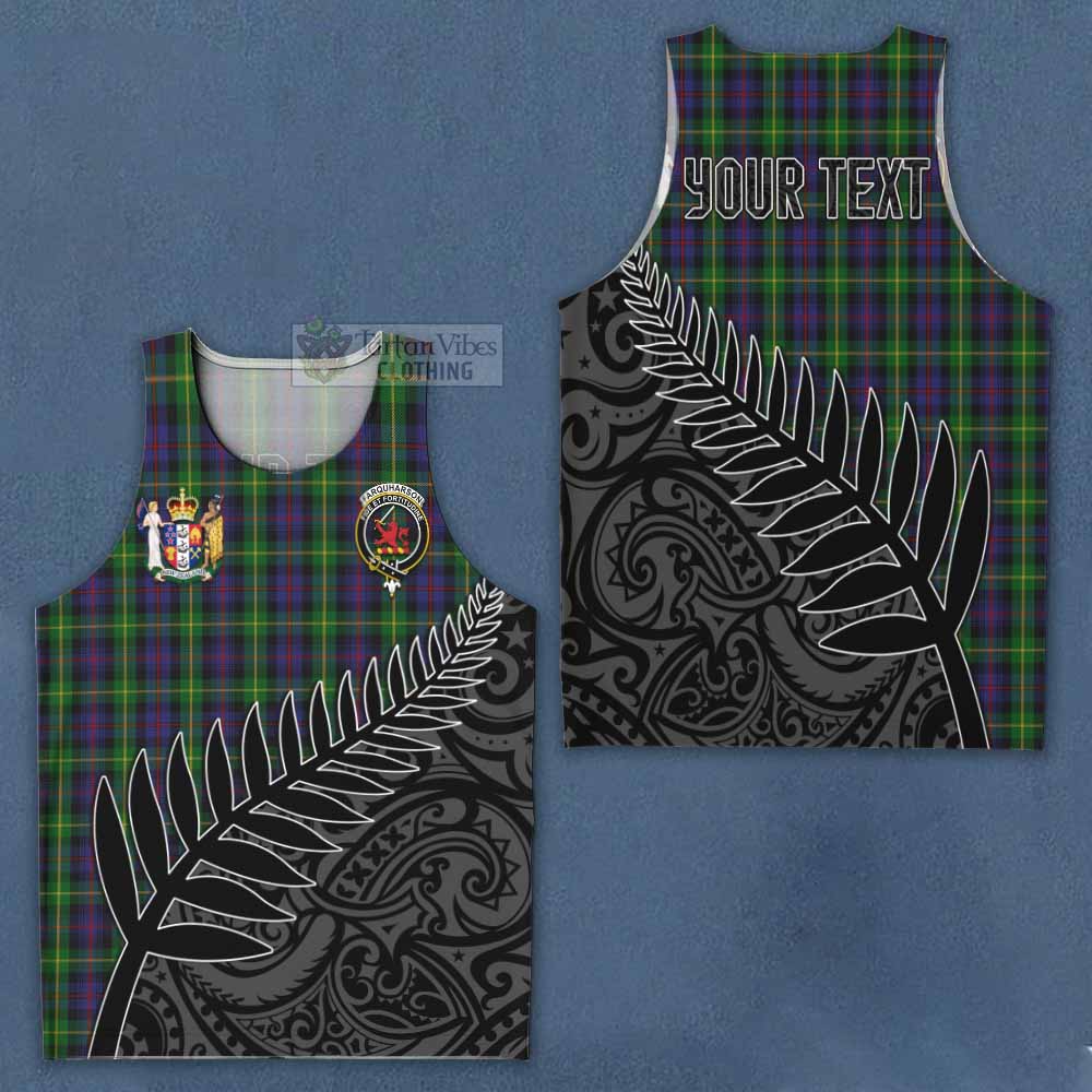 Tartan Vibes Clothing Farquharson Crest Tartan Men's Tank Top with New Zealand Silver Fern Half Style