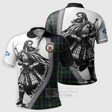 Farquharson Tartan Clan Crest Polo Shirt with Highlander Warrior Celtic Style