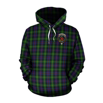 Farquharson Tartan Cotton Hoodie with Family Crest Celtic Skull Style