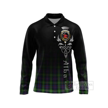 Farquharson Tartan Long Sleeve Polo Shirt Featuring Alba Gu Brath Family Crest Celtic Inspired