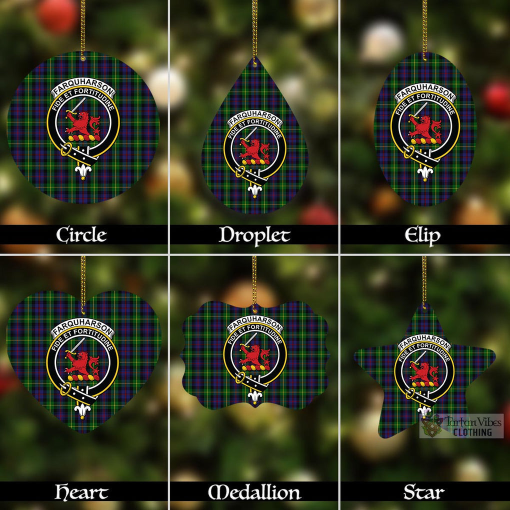 Tartan Vibes Clothing Farquharson Tartan Christmas Aluminium Ornament with Family Crest