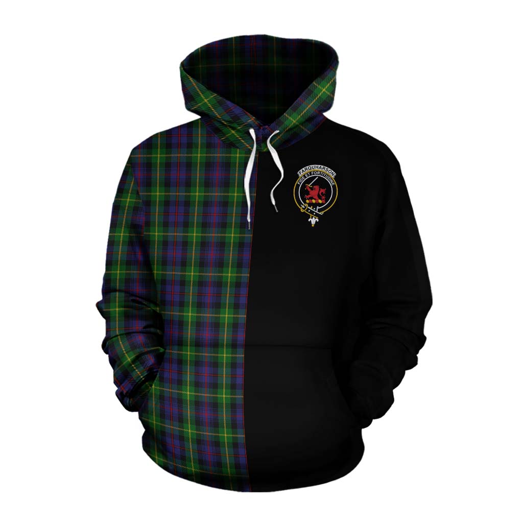 Tartan Vibes Clothing Farquharson Tartan Cotton Hoodie with Family Crest and Half Of Me Style