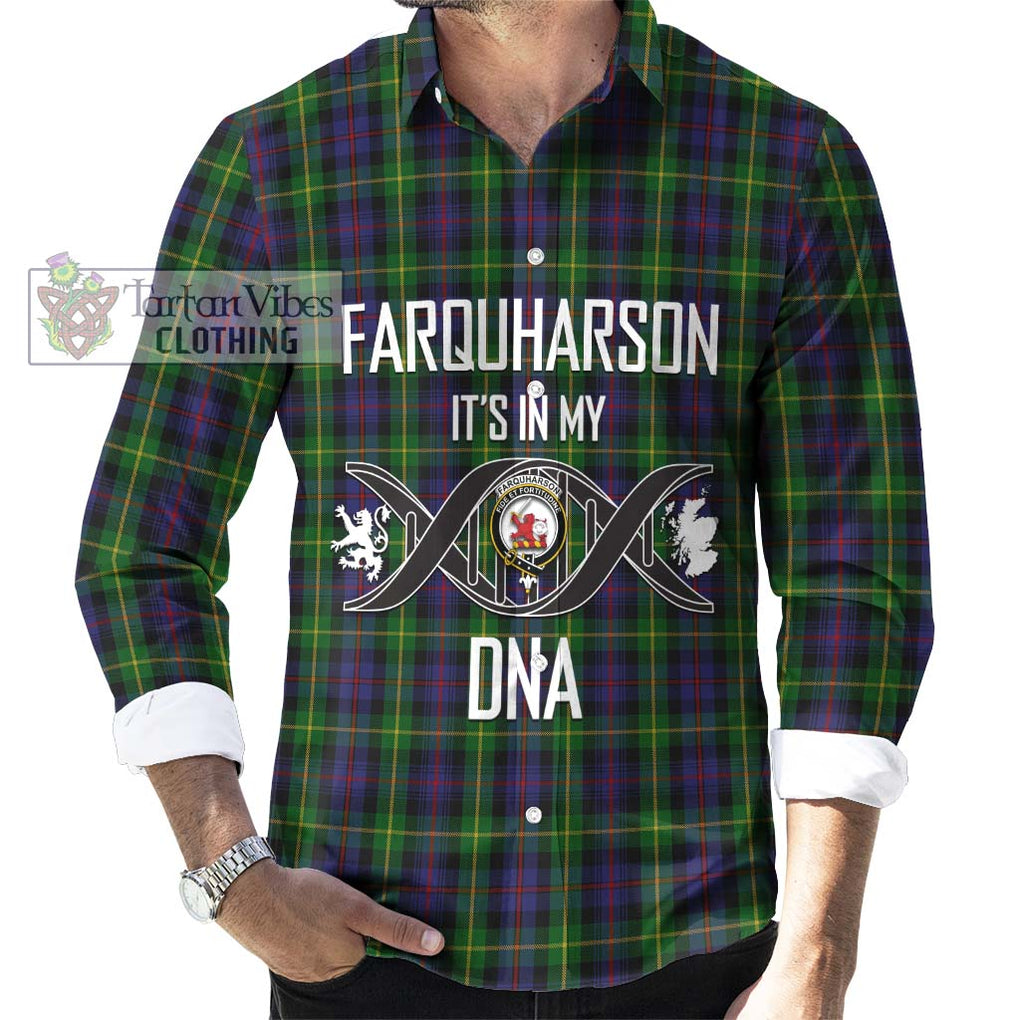 Farquharson Tartan Long Sleeve Button Shirt with Family Crest DNA In Me Style Men's Shirt S - Tartanvibesclothing Shop