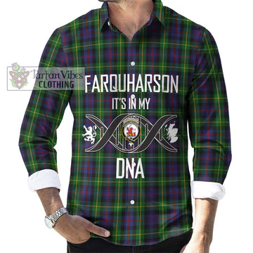 Farquharson Tartan Long Sleeve Button Shirt with Family Crest DNA In Me Style