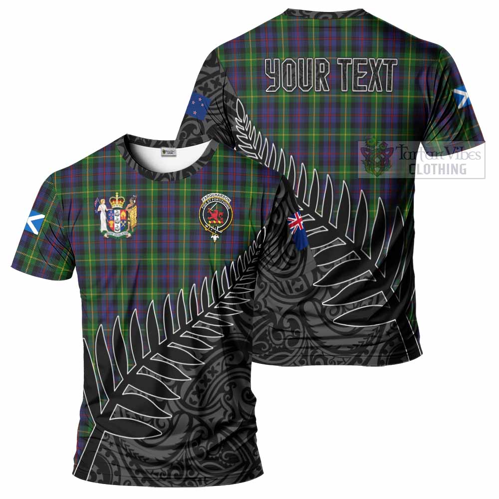 Tartan Vibes Clothing Farquharson Crest Tartan T-Shirt with New Zealand Silver Fern Half Style