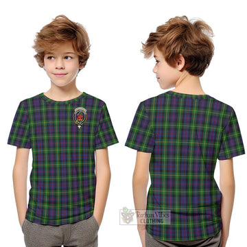 Farquharson Tartan Kid T-Shirt with Family Crest