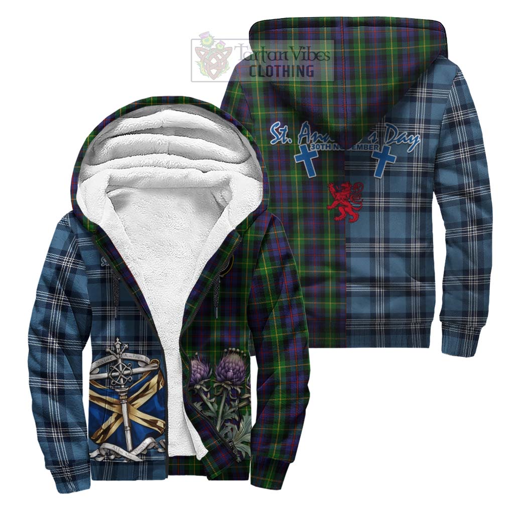 Tartan Vibes Clothing Farquharson Tartan Sherpa Hoodie Happy St. Andrew's Day Half Tartan Style