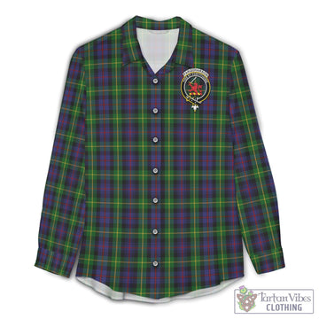 Farquharson Tartan Women's Casual Shirt with Family Crest