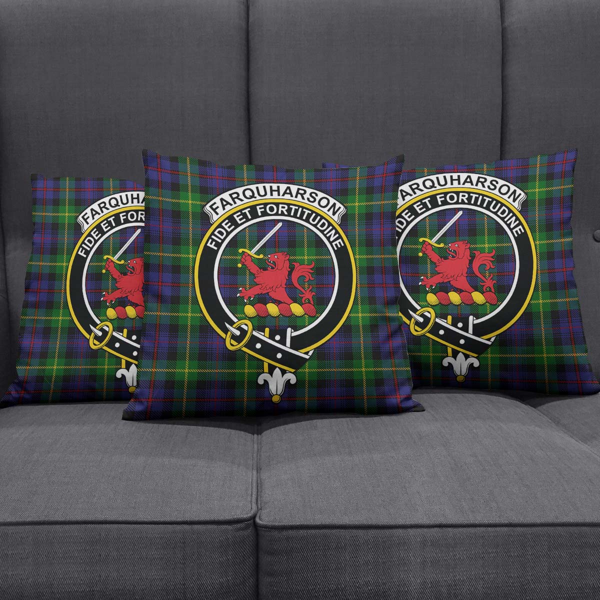 Farquharson Tartan Pillow Cover with Family Crest Square Pillow Cover - Tartanvibesclothing