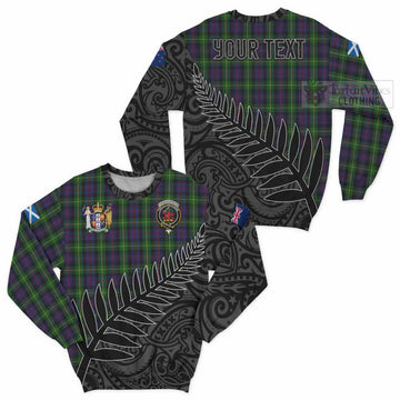 Farquharson Crest Tartan Sweatshirt with New Zealand Silver Fern Half Style