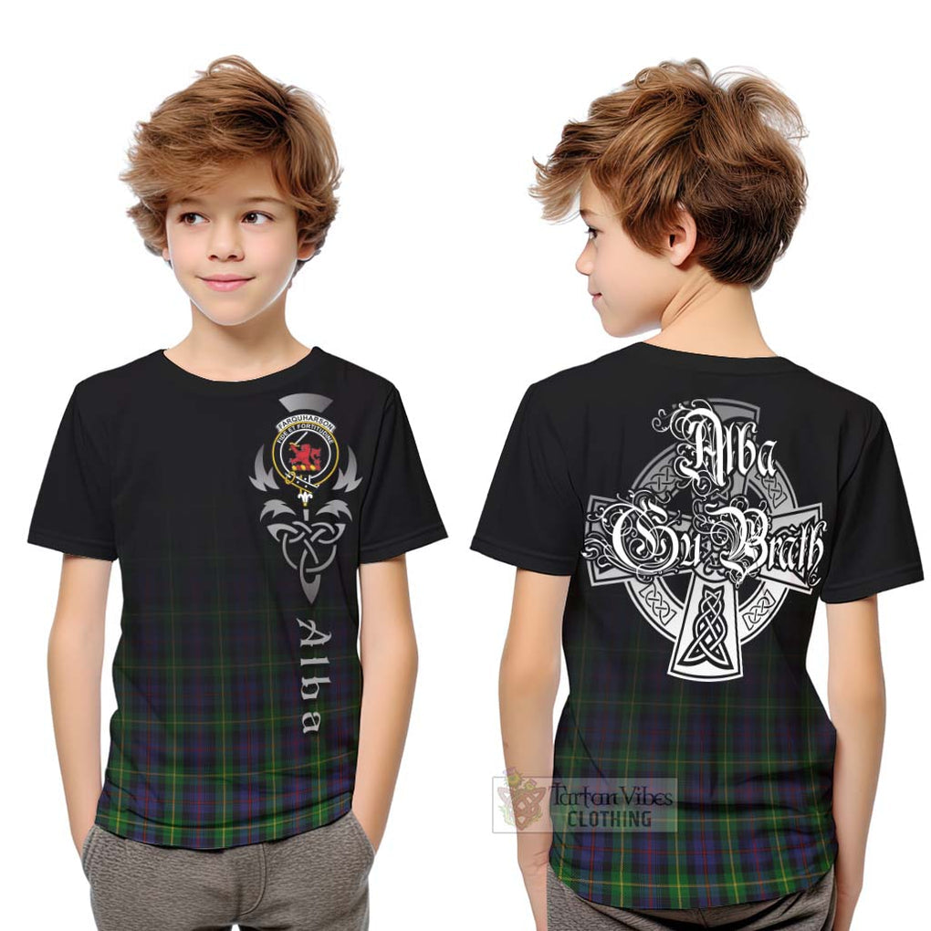 Tartan Vibes Clothing Farquharson Tartan Kid T-Shirt Featuring Alba Gu Brath Family Crest Celtic Inspired