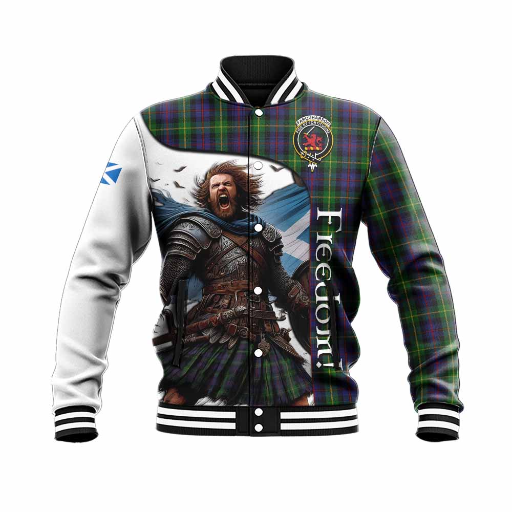 Tartan Vibes Clothing Farquharson Crest Tartan Baseball Jacket Inspired by the Freedom of Scottish Warrior