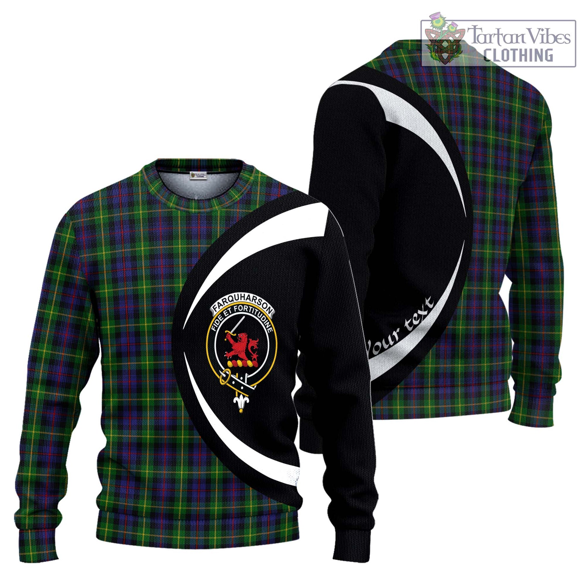 Farquharson Tartan Ugly Sweater with Family Crest Circle Style Unisex - Tartan Vibes Clothing