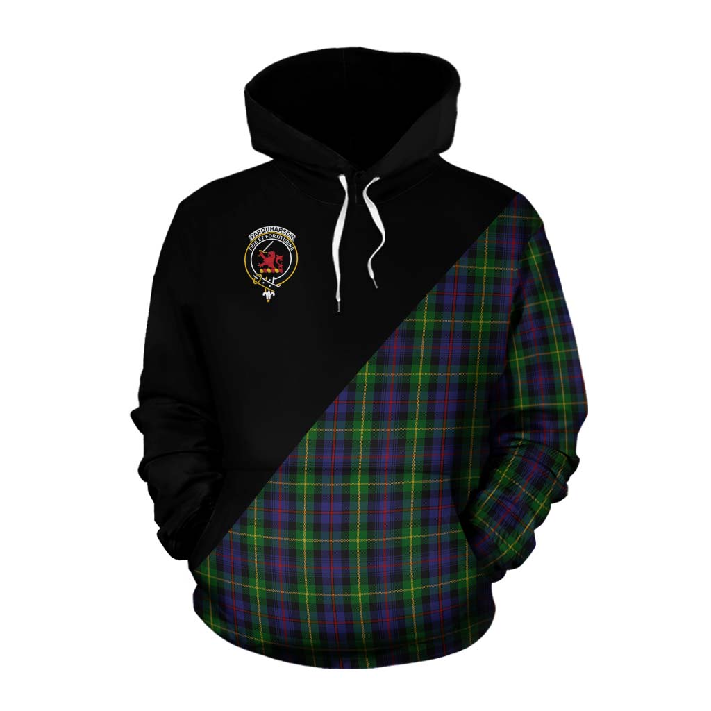 Tartan Vibes Clothing Farquharson Tartan Cotton Hoodie with Family Crest and Military Logo Style