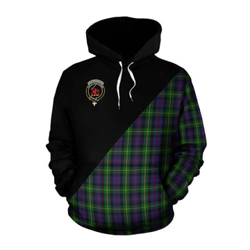 Farquharson Tartan Cotton Hoodie with Family Crest and Military Logo Style