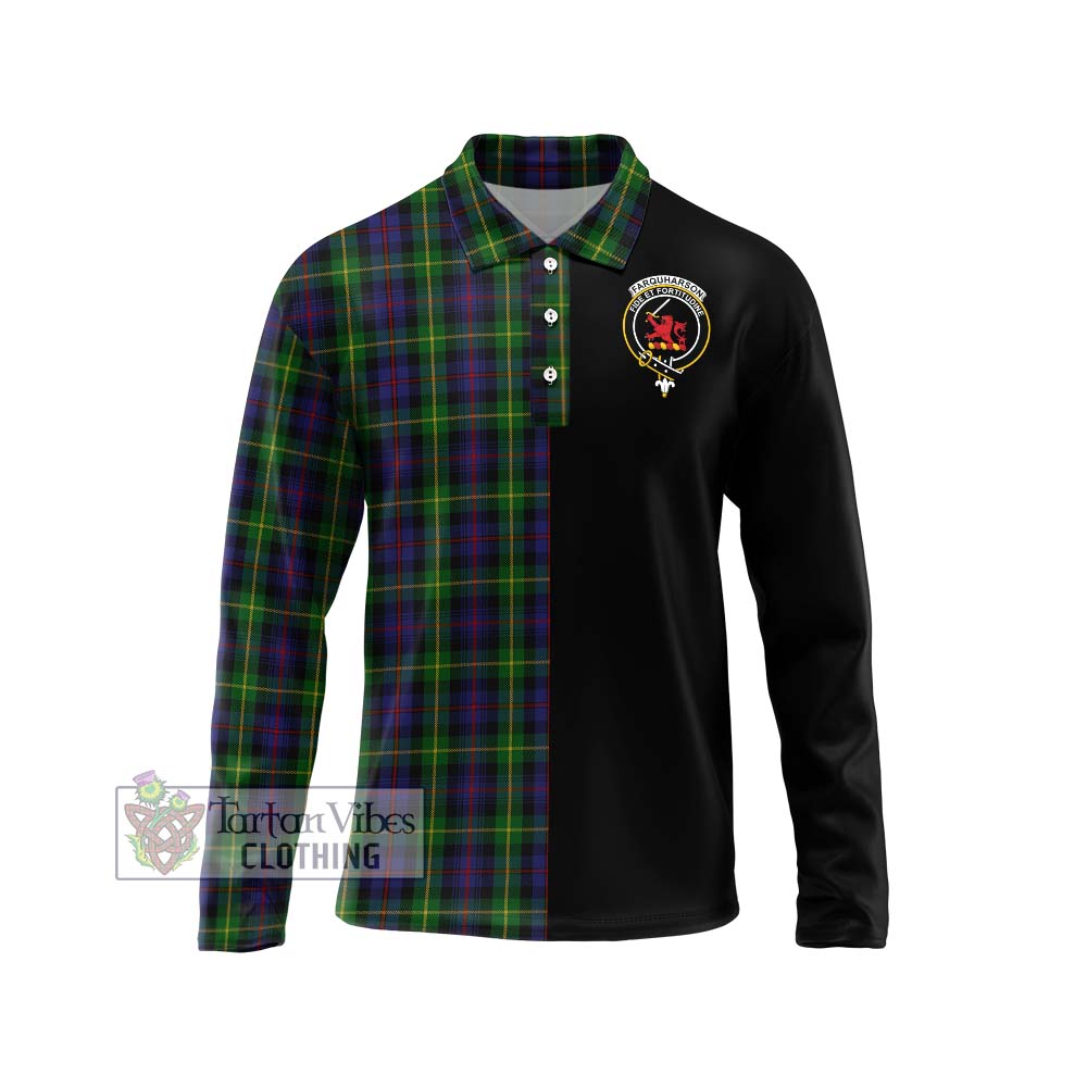 Farquharson Tartan Long Sleeve Polo Shirt with Family Crest and Half Of Me Style Unisex - Tartanvibesclothing Shop