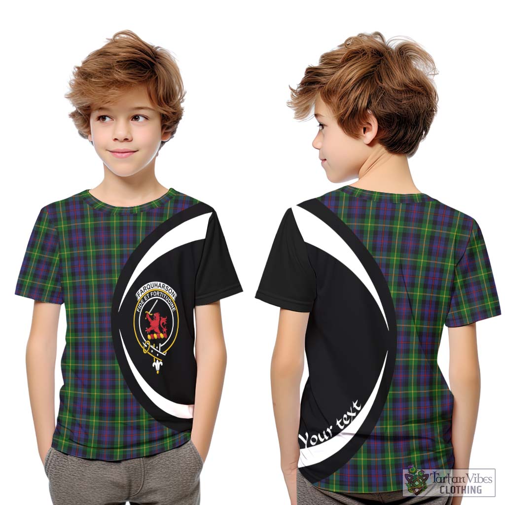 Tartan Vibes Clothing Farquharson Tartan Kid T-Shirt with Family Crest Circle Style