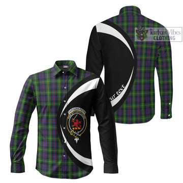 Farquharson Tartan Long Sleeve Button Up with Family Crest Circle Style