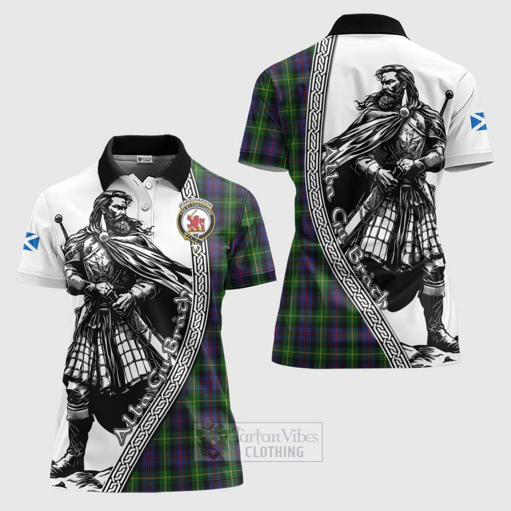 Tartan Vibes Clothing Farquharson Tartan Clan Crest Women's Polo Shirt with Highlander Warrior Celtic Style