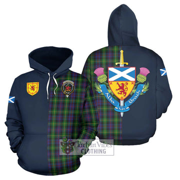 Farquharson Tartan Hoodie Alba with Scottish Lion Royal Arm Half Style