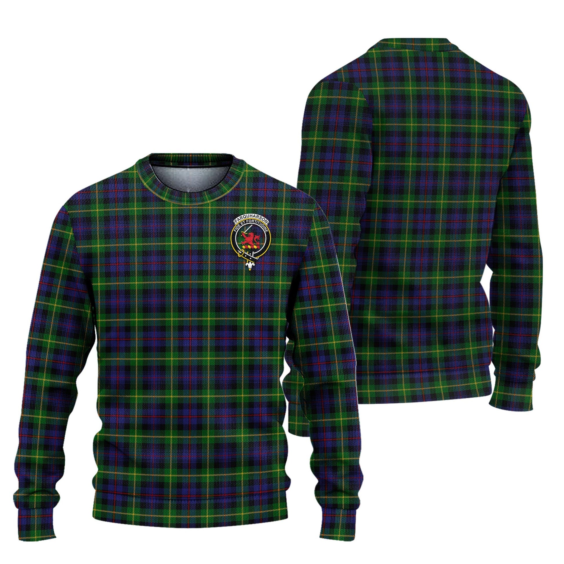 Farquharson Tartan Knitted Sweater with Family Crest Unisex - Tartanvibesclothing