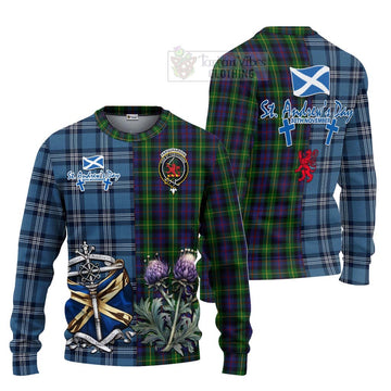 Farquharson Tartan Knitted Sweater Happy St. Andrew's Day Half Tartan Style