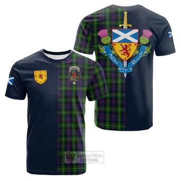 Farquharson Tartan Cotton T-shirt Alba with Scottish Lion Royal Arm Half Style